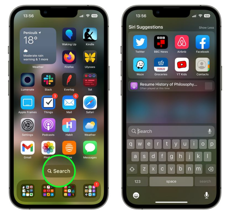 兰坪苹果手机维修分享升级到 iOS 16 后，如何删除主屏幕上的搜索按钮 