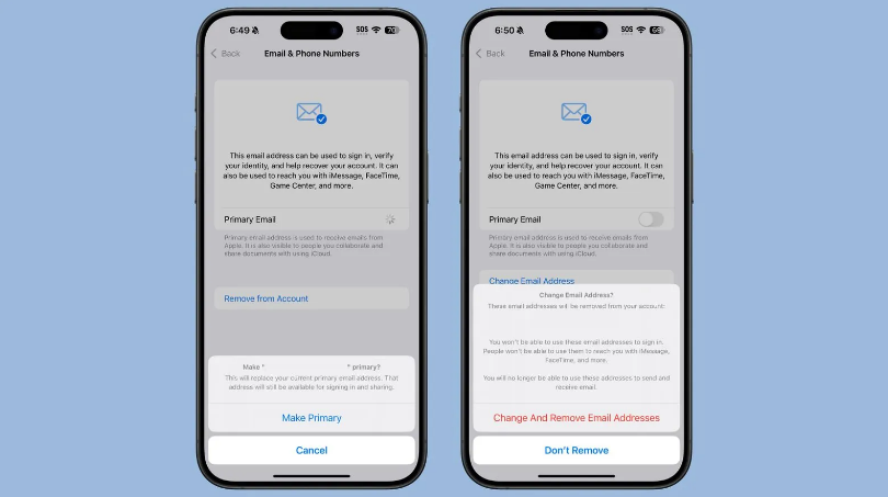 兰坪苹果手机维修分享苹果 iOS 18.1 支持设置“主要”邮箱地址并更改 iCloud 邮箱 